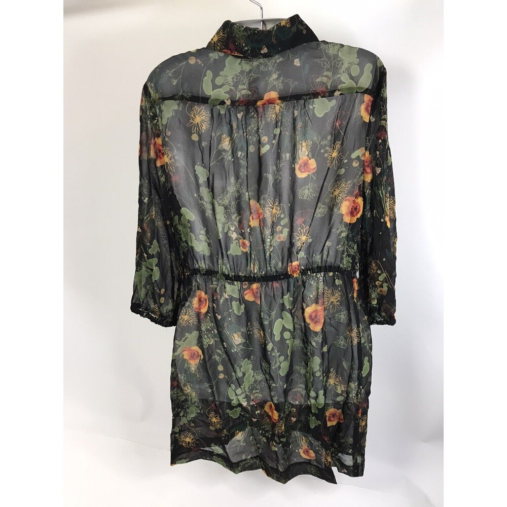 KENSIE SHEER Dress LONG SLEEVE Floral size S black with flowers Boho cottagecore - Picture 4 of 6